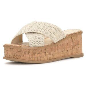 NEW Jessica Simpson Ediza Crochet Platform Sandal in Off White Sz. 11